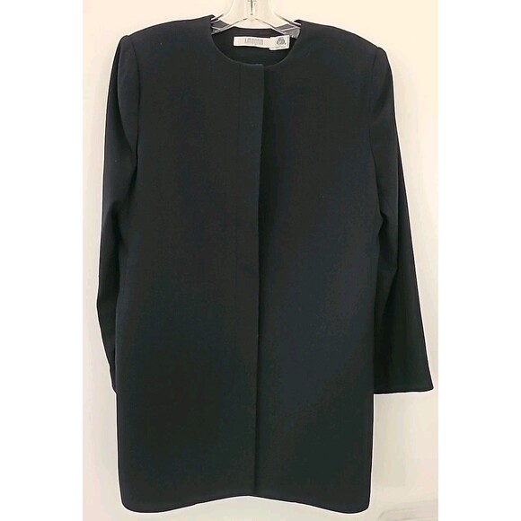 Vtg I.magnin Suit SIZE 8 Blazer & Skirt Black year round wool Career lined 2PC - Picture 1 of 13